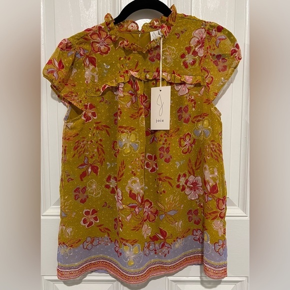 NEW!! Joie Yellow with Pink & Purple Floral Design Blouse in Size Small NWT! ๐ - Picture 1 of 14